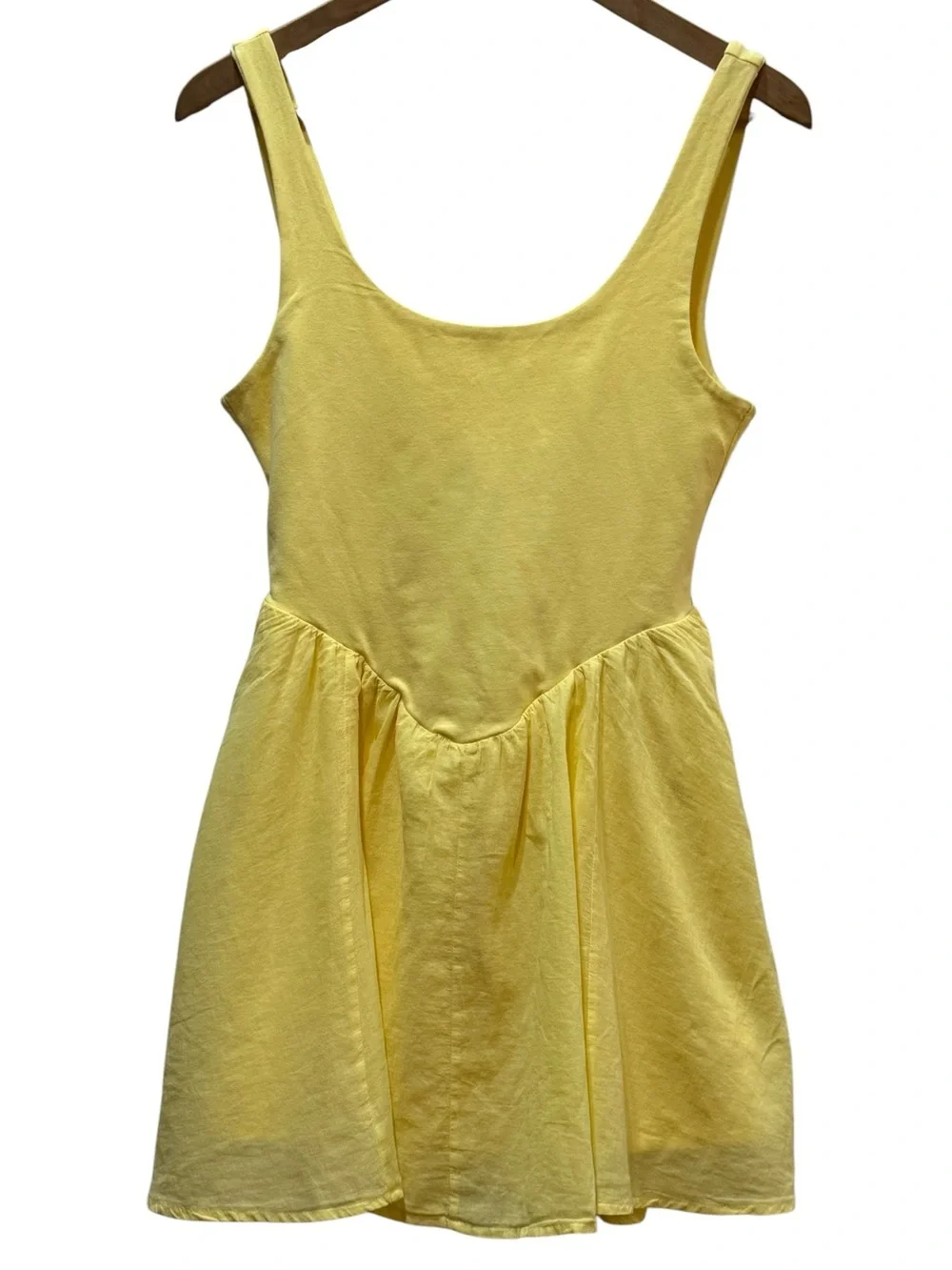 UO Silence + Noise Y2K Style Mini Dress Small NWOT Butter Yellow Skater Babydoll